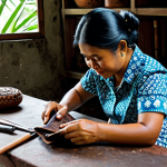 **

"A skilled Balinese artisan, fully clothed in traditional batik attire, carefully crafting a leather purse in a workshop filled with tools and finished leather goods, appropriate content, safe for work, perfect anatomy, natural proportions, professional craftsmanship, high quality."

**